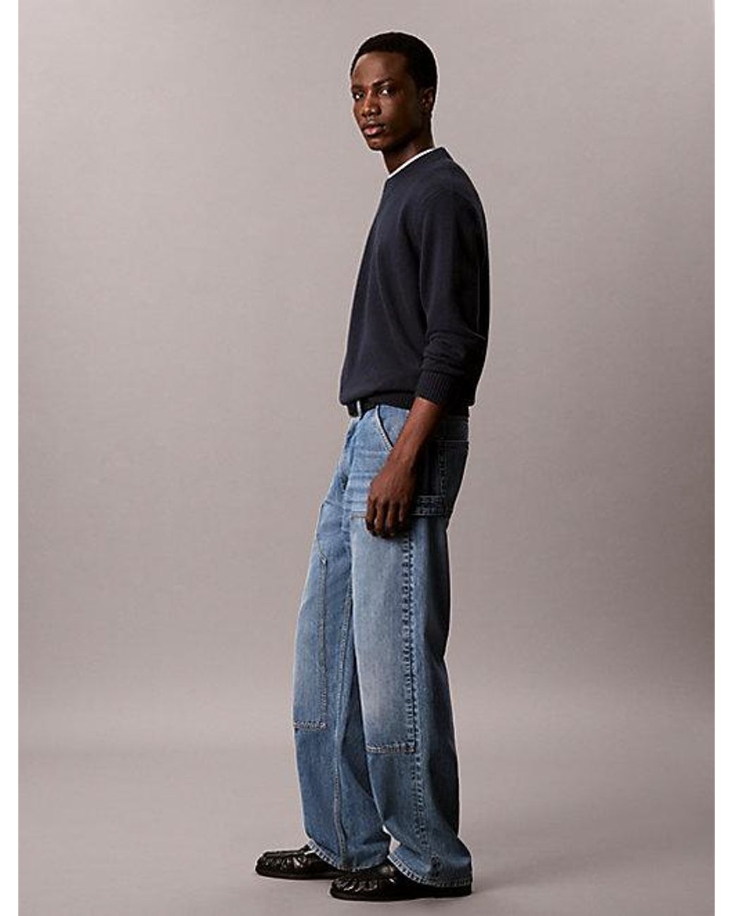 Calvin Klein Blue Jeans Merino Wool Crew Neck Jumper for men