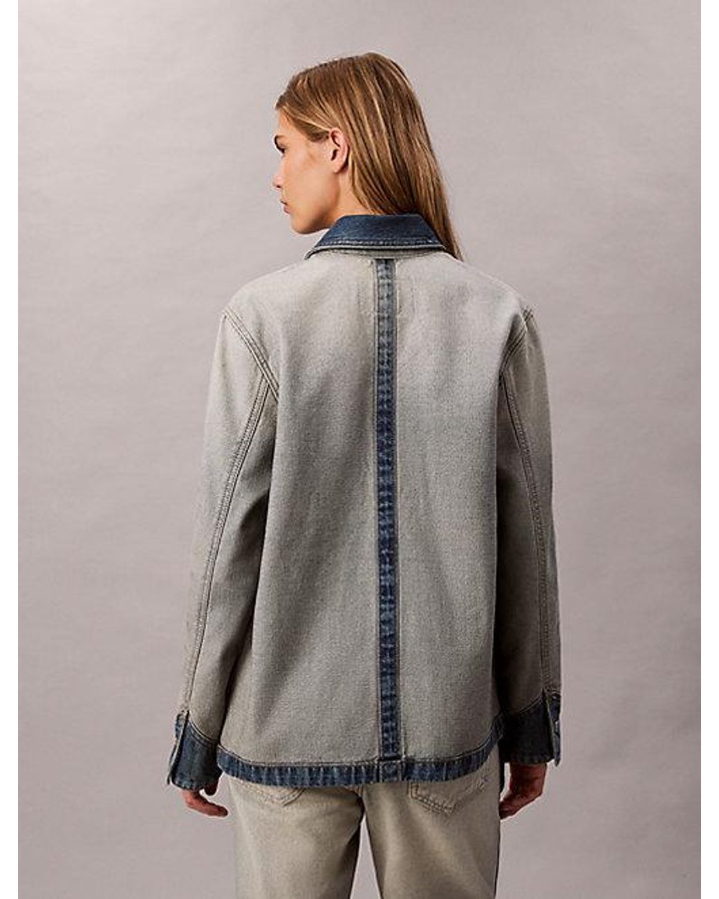 Calvin Klein Gray Jeans Relaxed Inside Out Denim Jacket