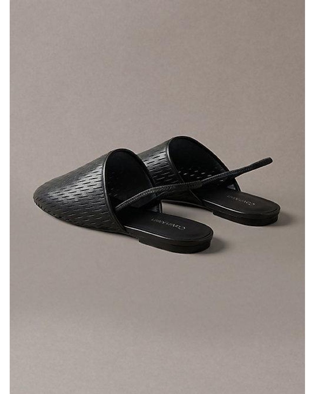 Calvin Klein Brown Leather Slingback Mules