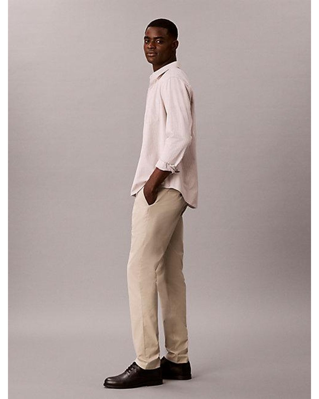 Calvin Klein Natural Slim Sateen Chino Trousers for men