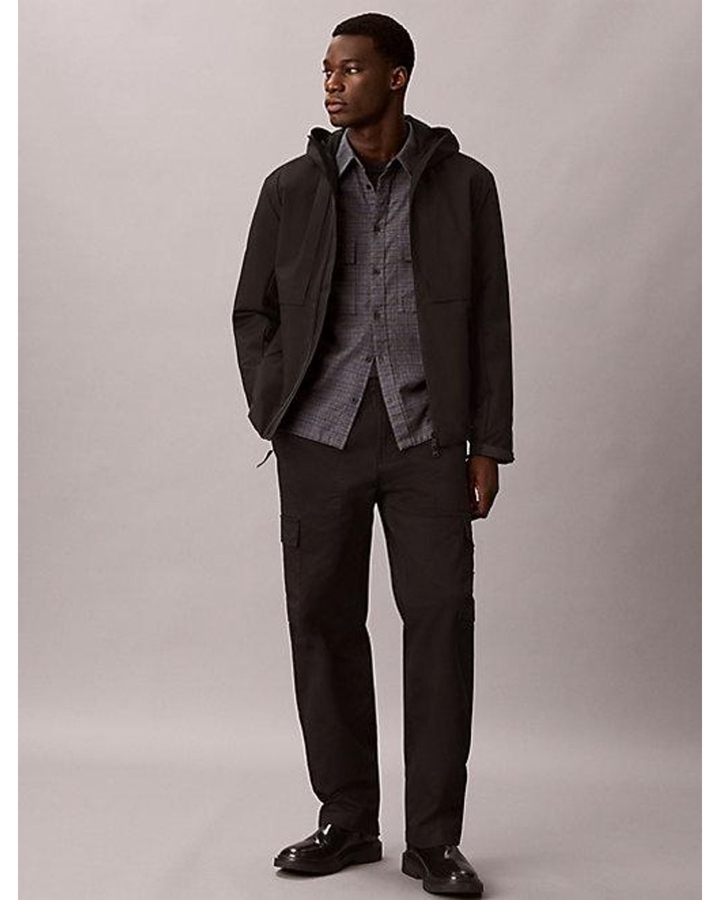 Calvin Klein Black Jeans Comfort Cotton Relaxed Cargo Pants for men