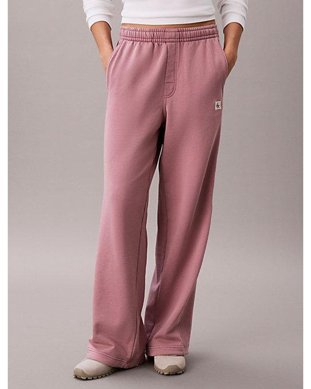 Calvin Klein Pink Jeans Monologo Woven Terry Sweatpants
