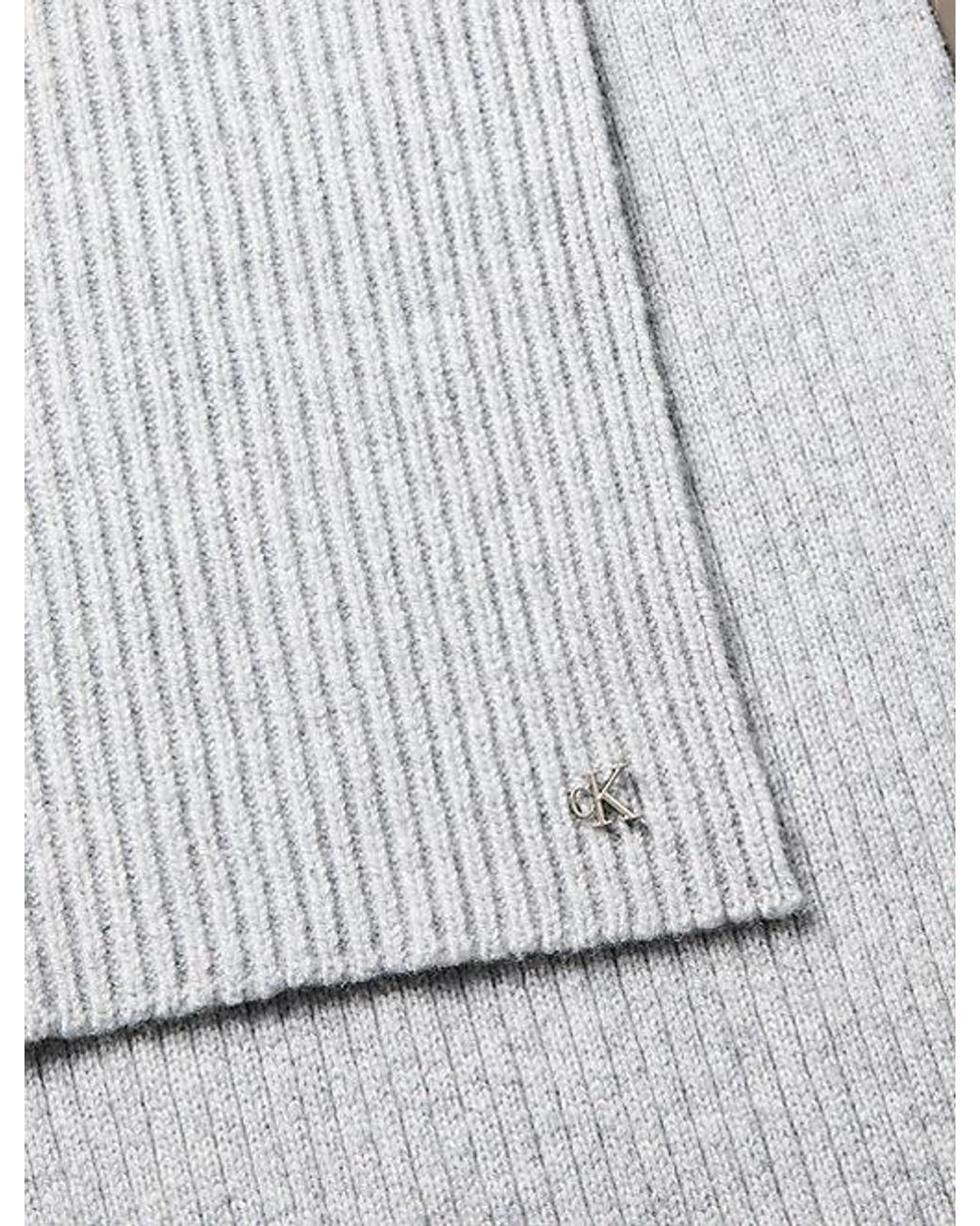 Calvin Klein Gray Wool Blend Monogram Scarf