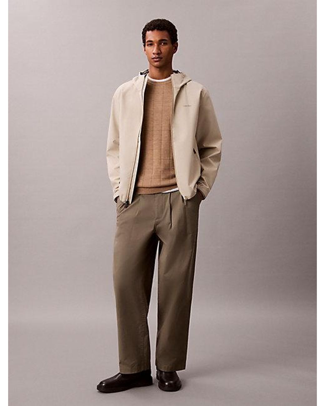 Calvin Klein Natural Merino Wool Grid Jumper for men