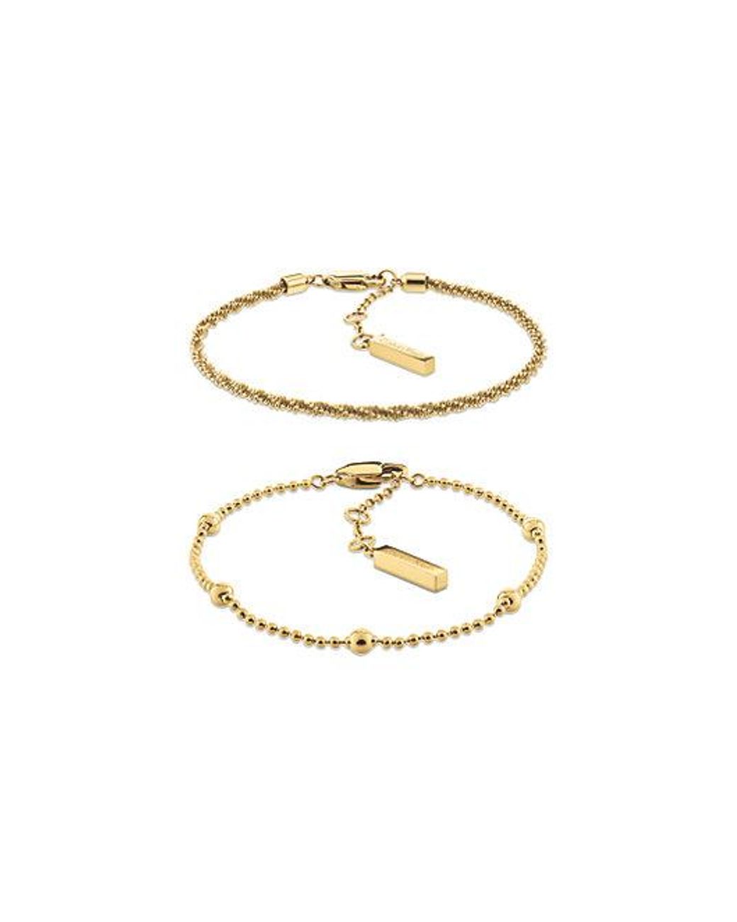 Calvin Klein White Jeans 2 -Piece Layered Bracelet Set