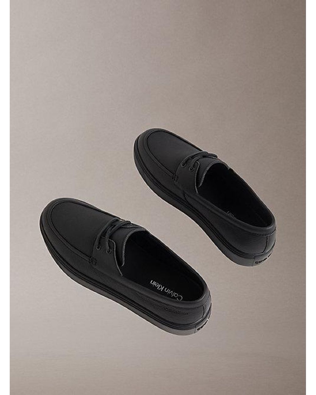 Calvin Klein Gray Athena Leather Hybrid Boat Shoes for men