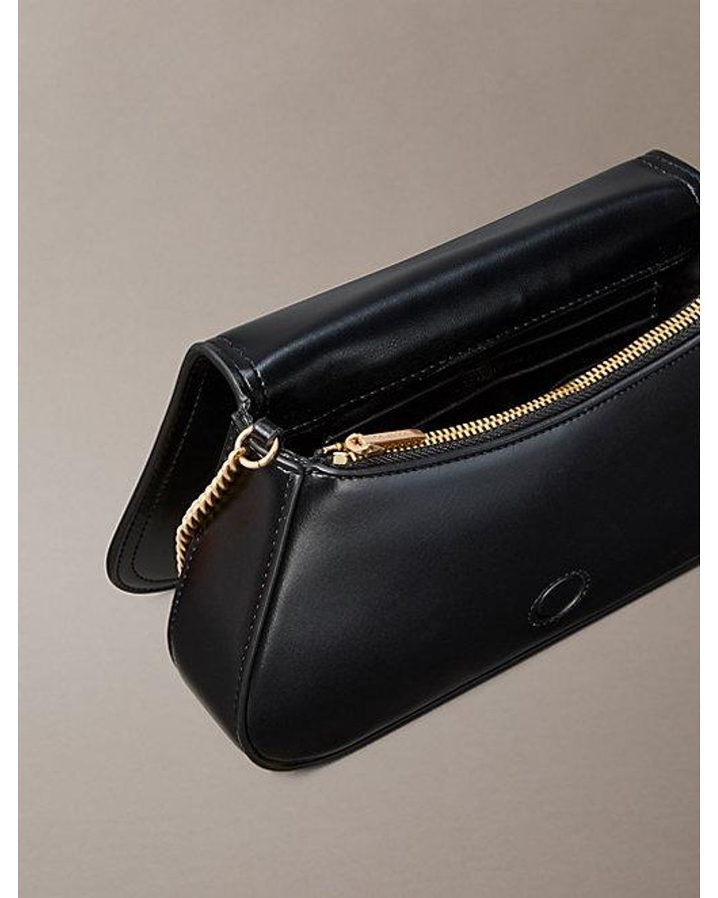 Calvin Klein Black Monogram Hardware Chain Shoulder Bag