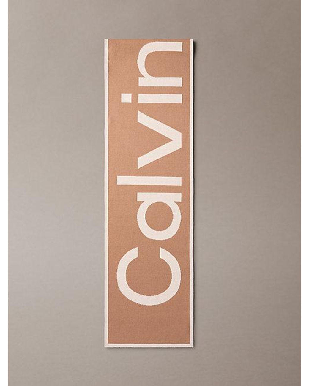Calvin Klein Natural Cotton Jacquard Knit Logo Scarf