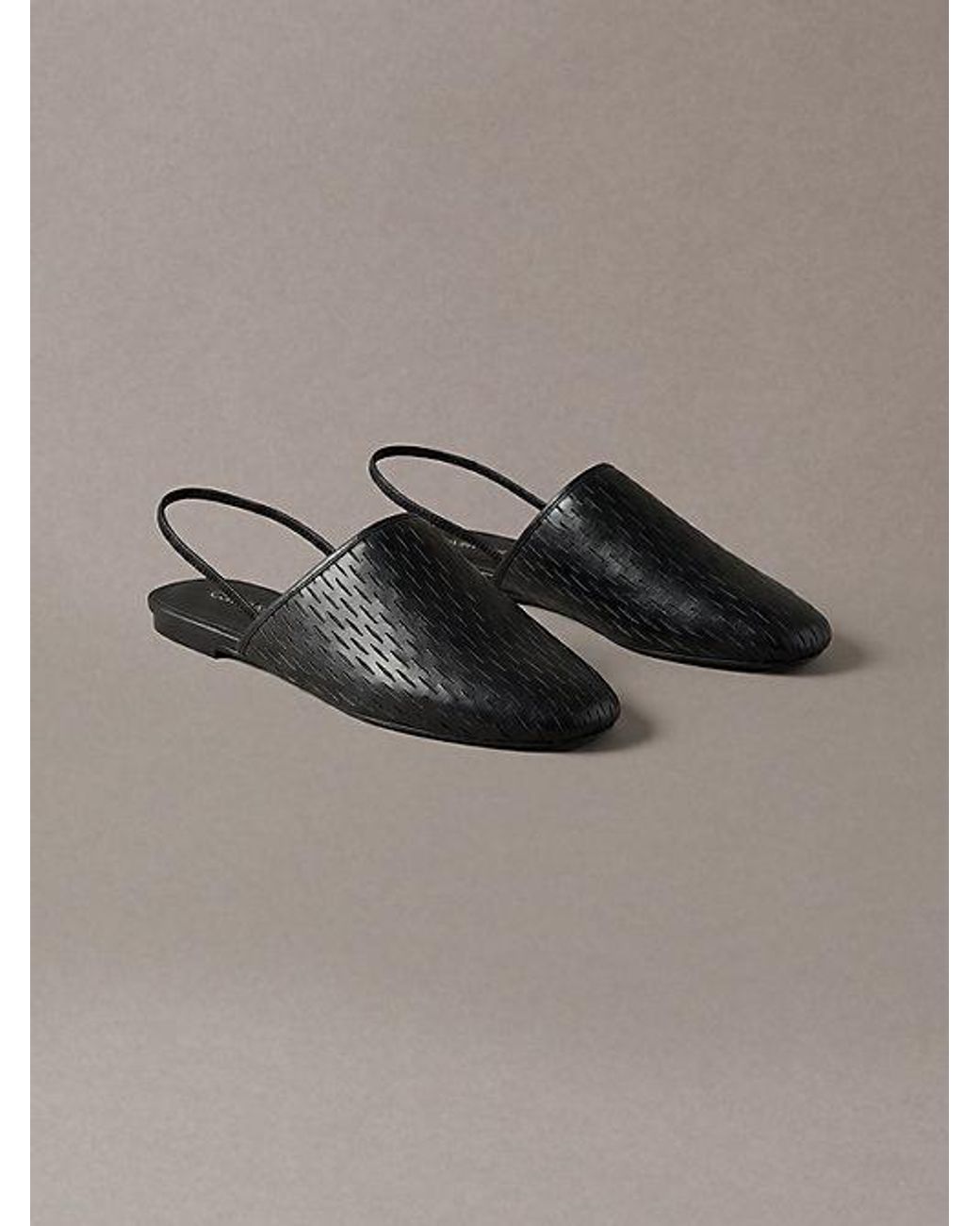 Calvin Klein Brown Leather Slingback Mules