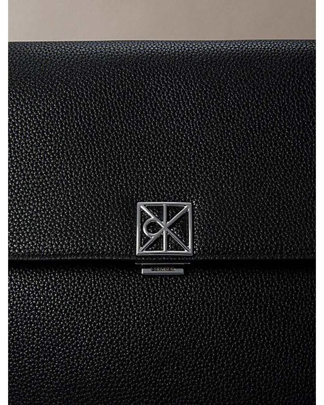 Calvin Klein Black Pebble Grain Satchel Bag