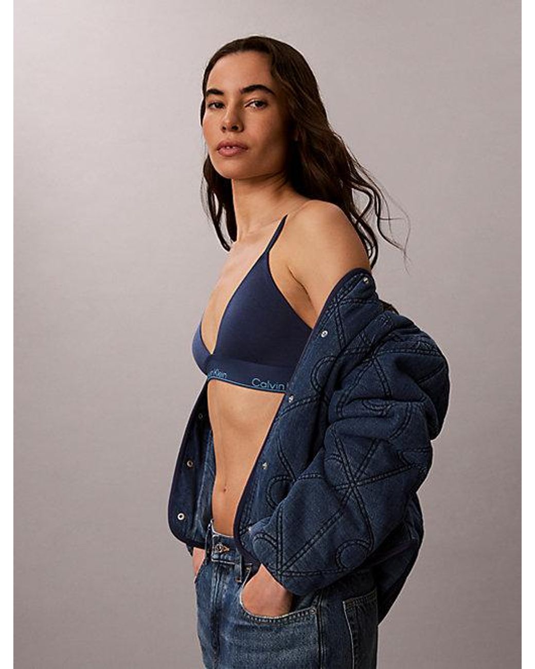 Calvin Klein Blue Jeans Quilted Denim Liner Jacket