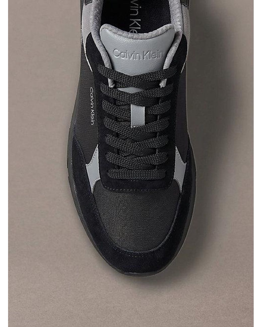 Calvin Klein Gray Suede Chunky Dad Trainers for men