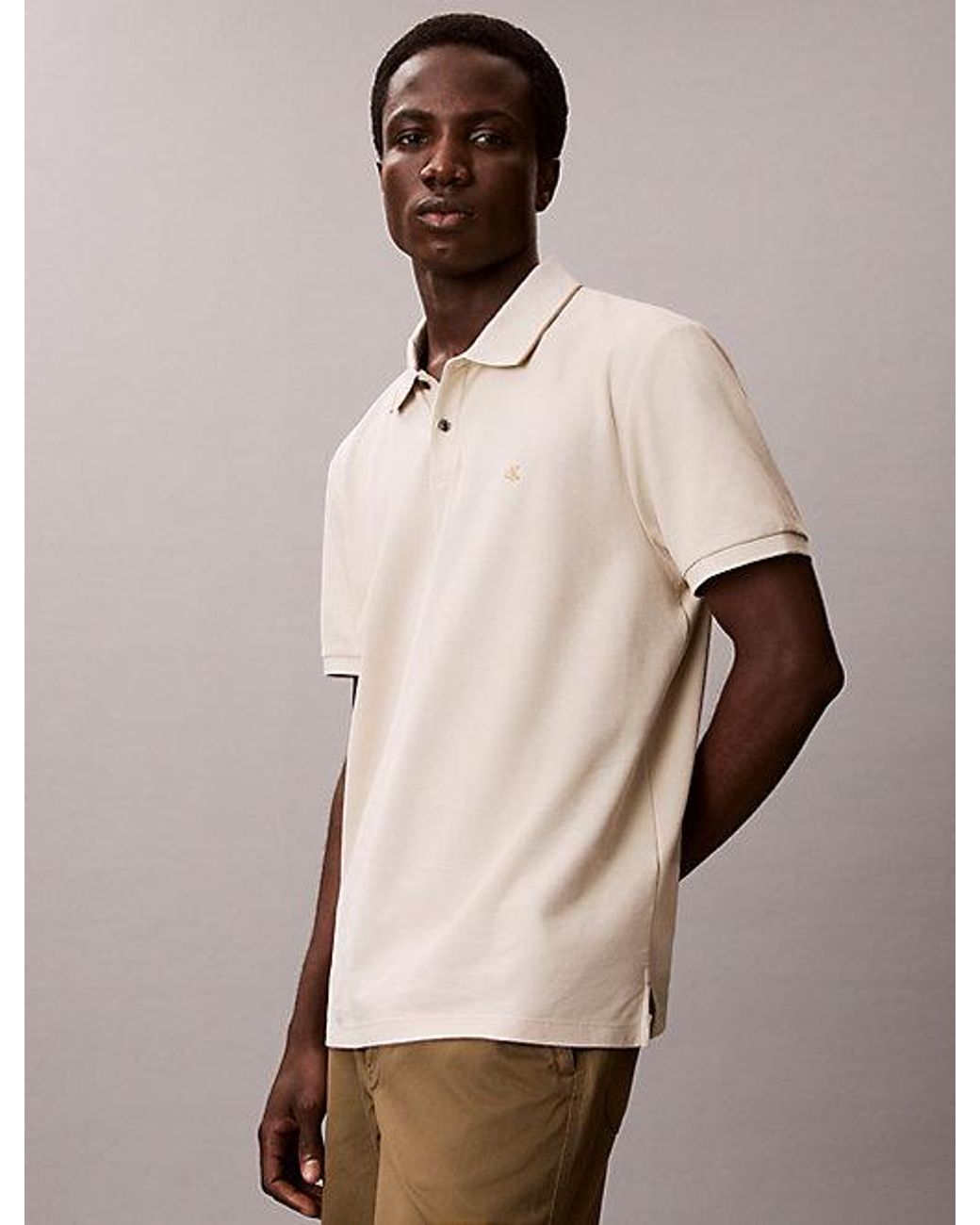Calvin Klein Natural Cotton Piqué Polo Shirt for men