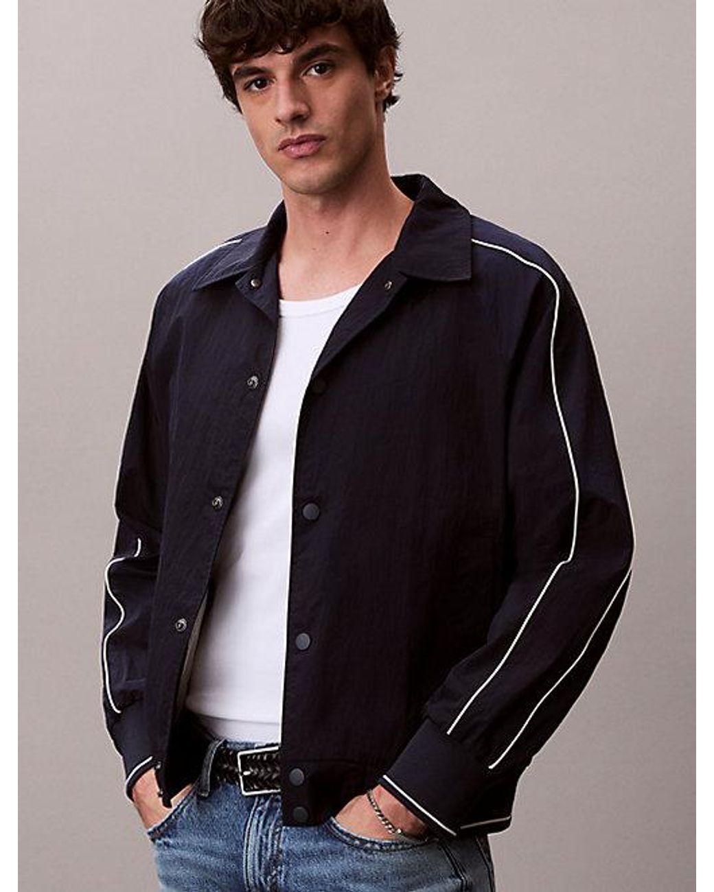 Calvin Klein Blue Jeans Sporty Nylon Bomber Jacket for men