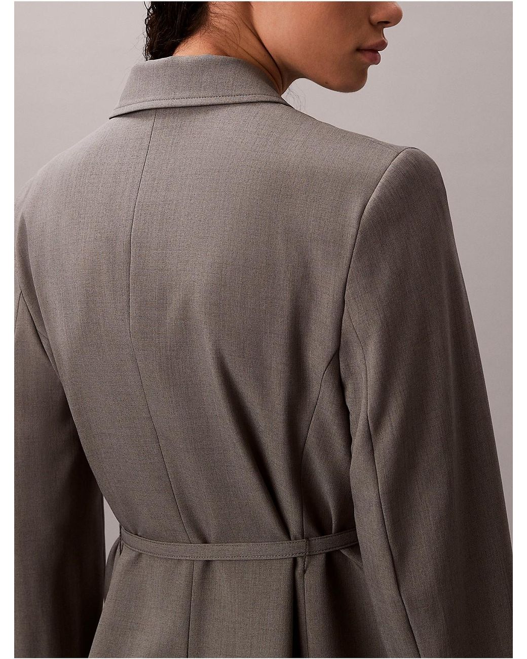 Calvin Klein Brown Stretch Belted Blazer