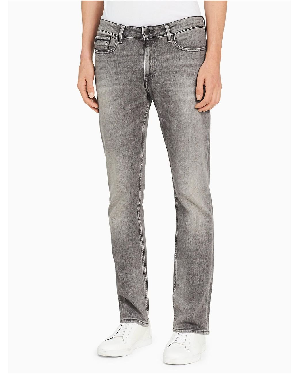 Calvin Klein Straight Faded Jeans in Gray for Men | Lyst