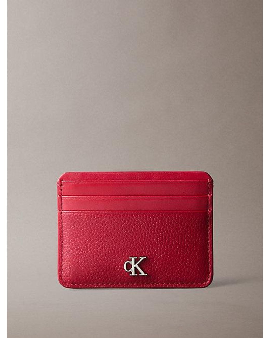 Calvin Klein Red Leather Rfid Monogram Cardholder