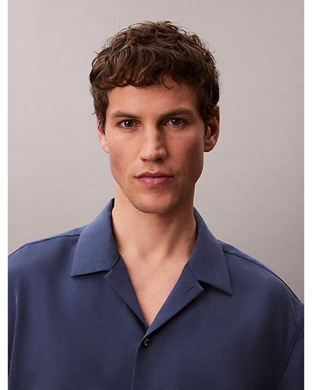 Calvin Klein Blue Soft Modal Short Sleeve Shirt for men