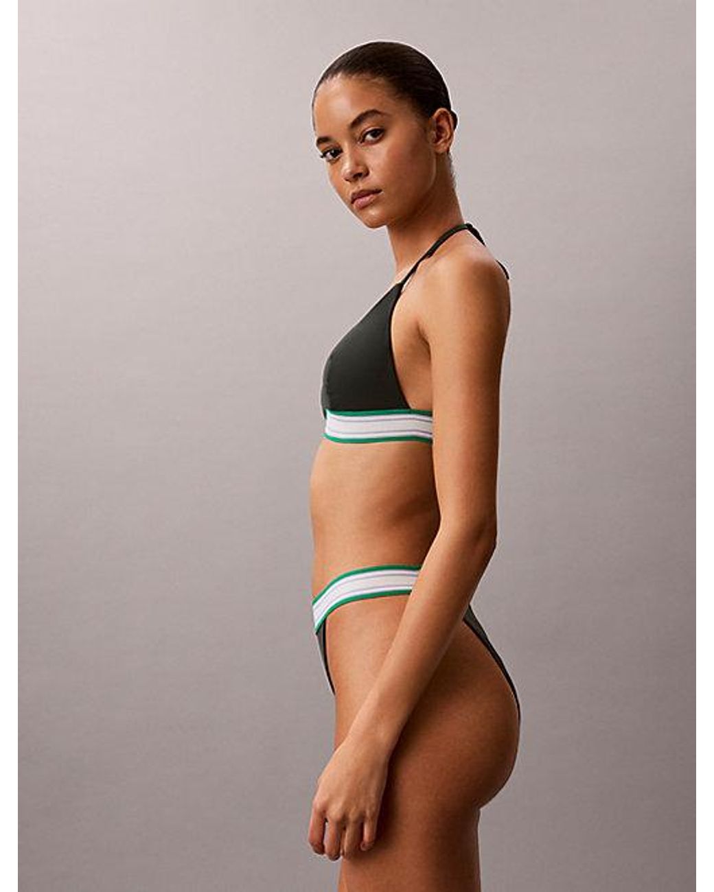 Calvin Klein Multicolor Halter Triangle Bikini Top Ck Icon
