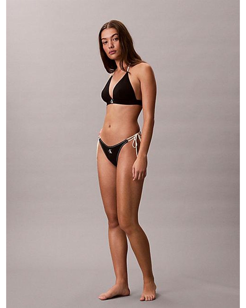 Calvin Klein Brown Halter Triangle Bikini Top Ck Monogram