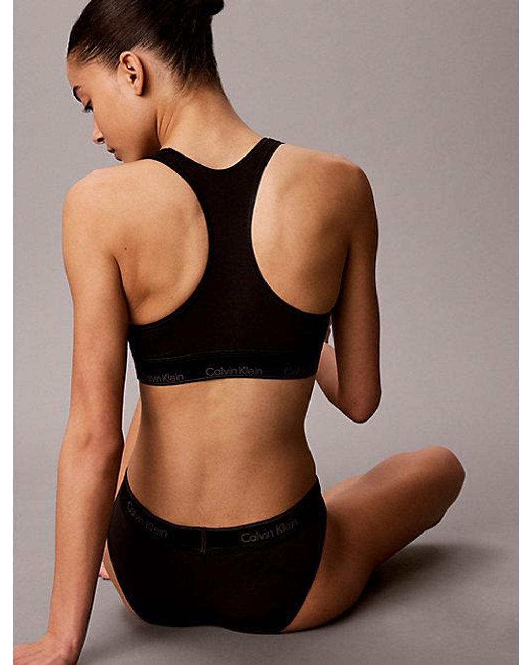 Calvin Klein Black Metallic Unlined Bralette Icon Cotton Modal Metallic