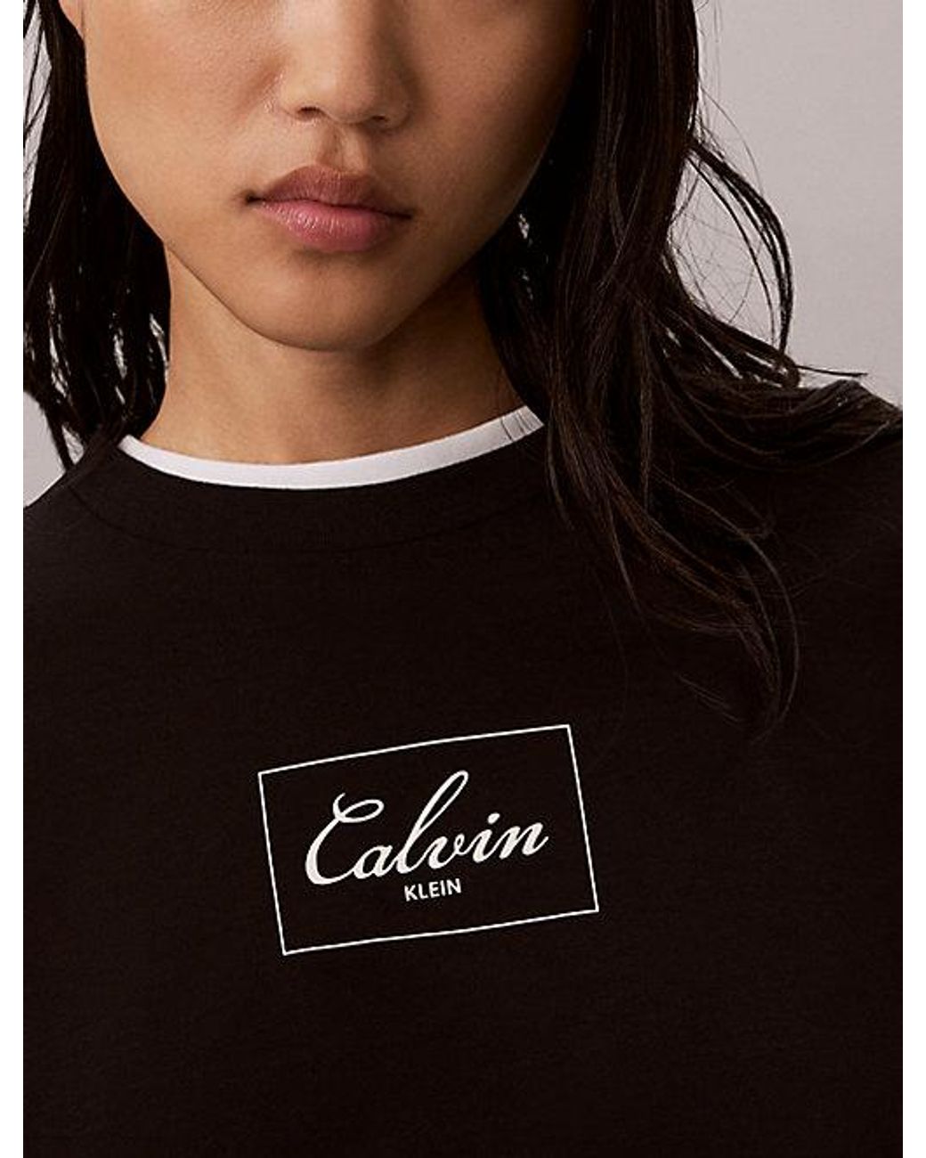 Calvin Klein Black Jeans Boxy Script Logo T-Shirt