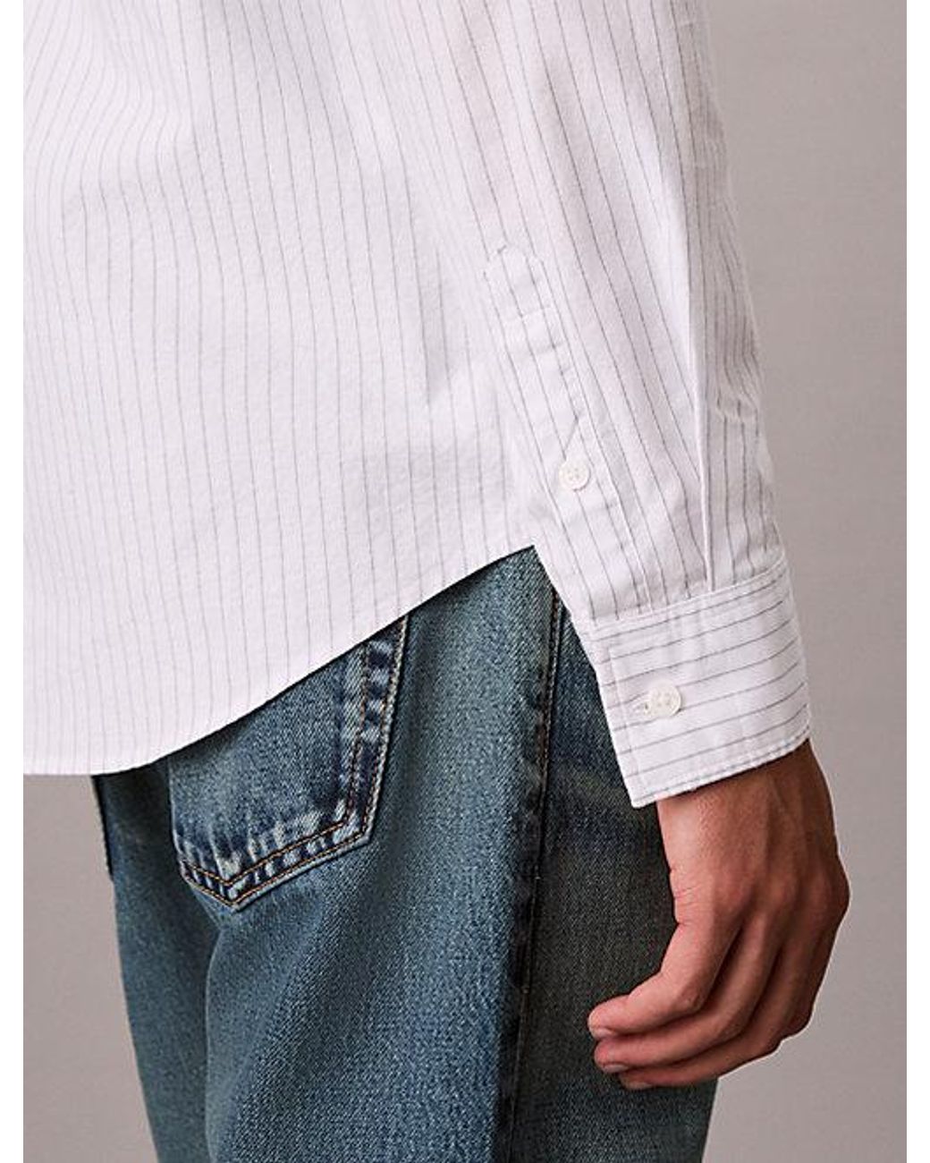 Calvin Klein Blue Jeans Oxford Stripe Button Down Shirt for men