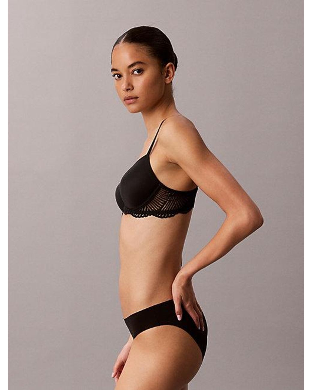 Calvin Klein Black Custom Lift Demi Bra Perfectly Fit Lace