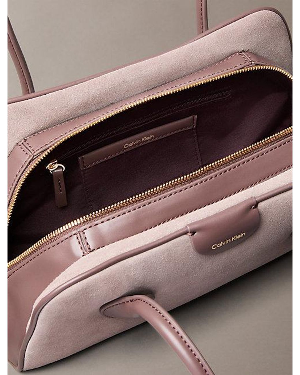 Calvin Klein Brown Suede Emblem Logo Shoulder Bag