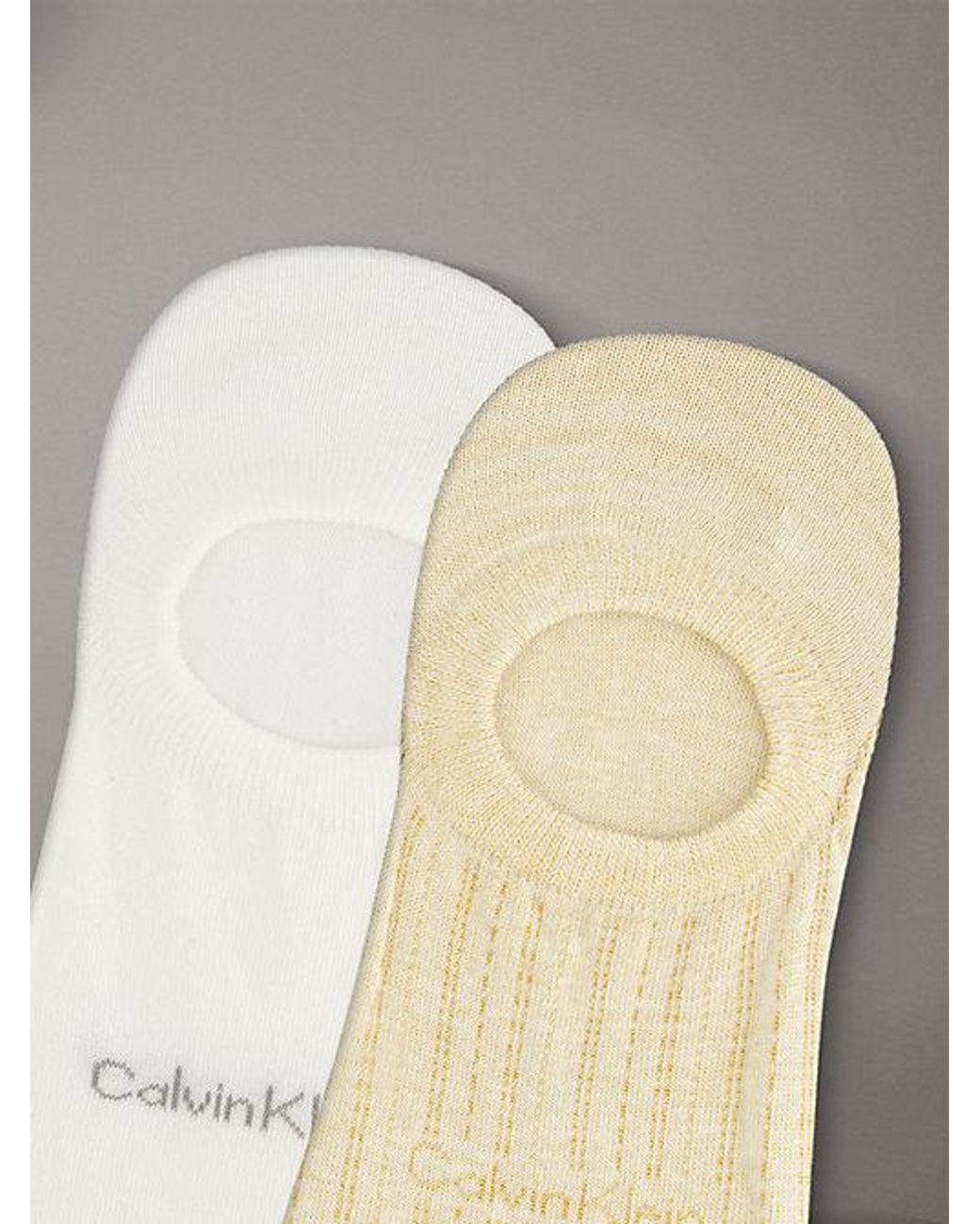 Calvin Klein White 2 Pack Soft Stripe Invisible Socks for men
