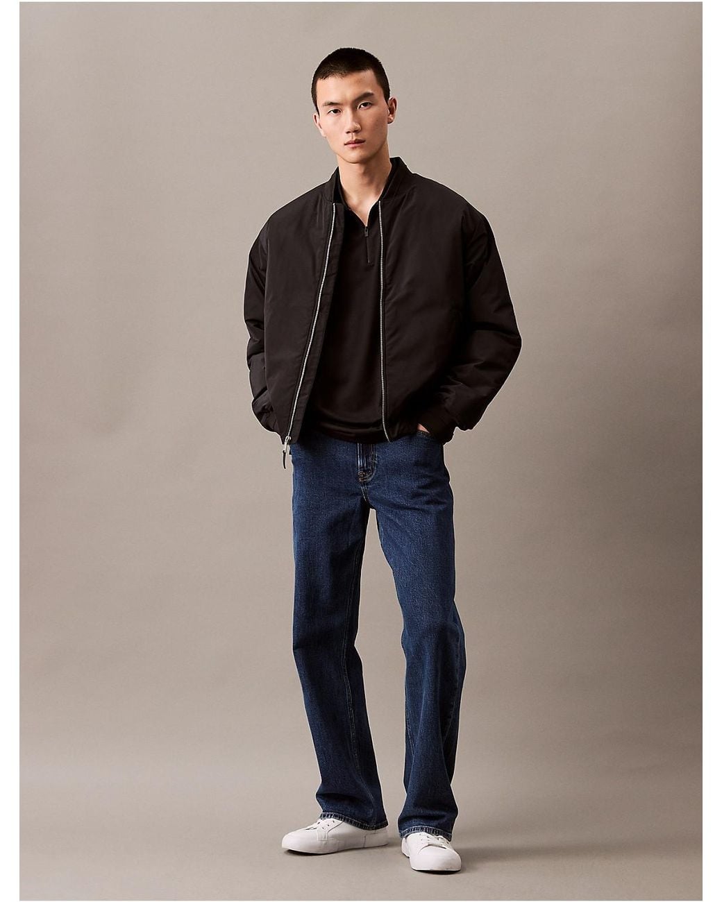 Calvin Klein Black Tech Zip Polo Shirt for men