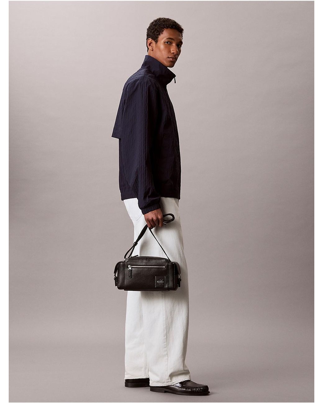 Calvin Klein Gray Bold Pebble Camera Bag for men