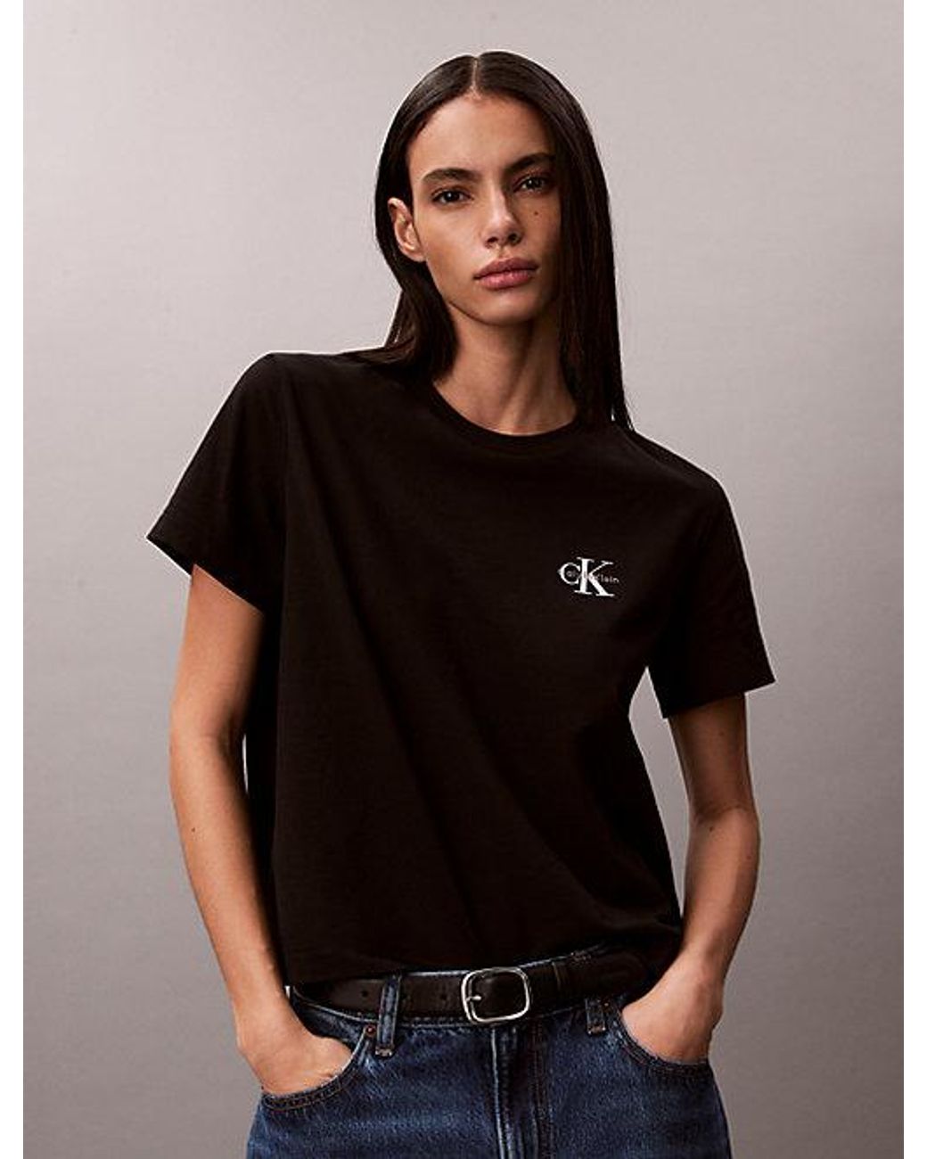 Calvin Klein Blue Jeans Embroidered Monologo Tee