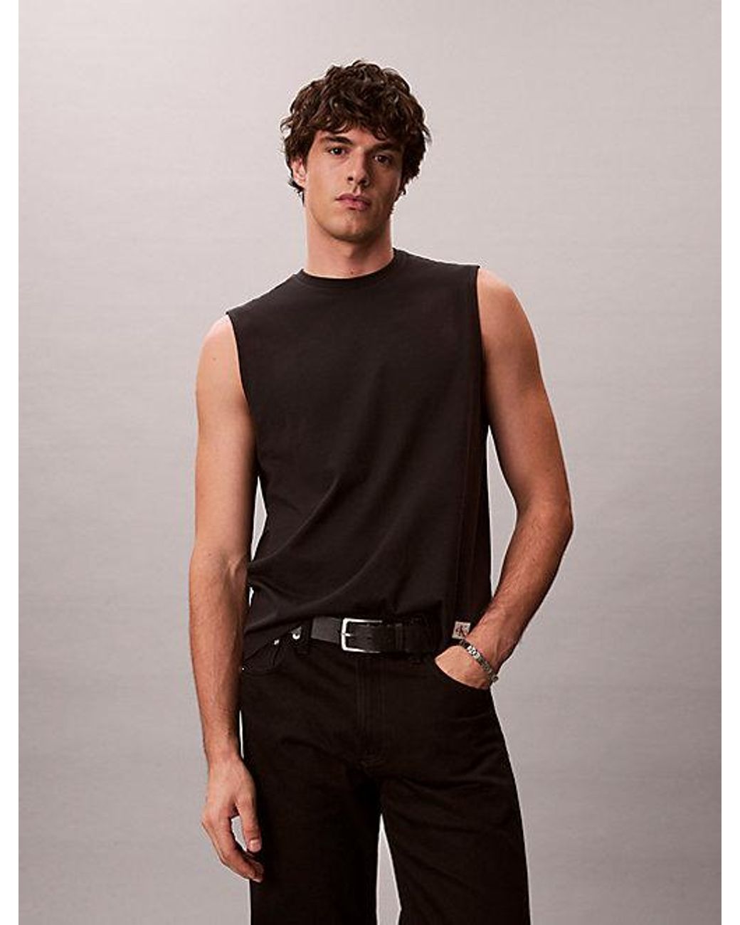 Calvin Klein Black Jeans Cotton Muscle Tank Top for men
