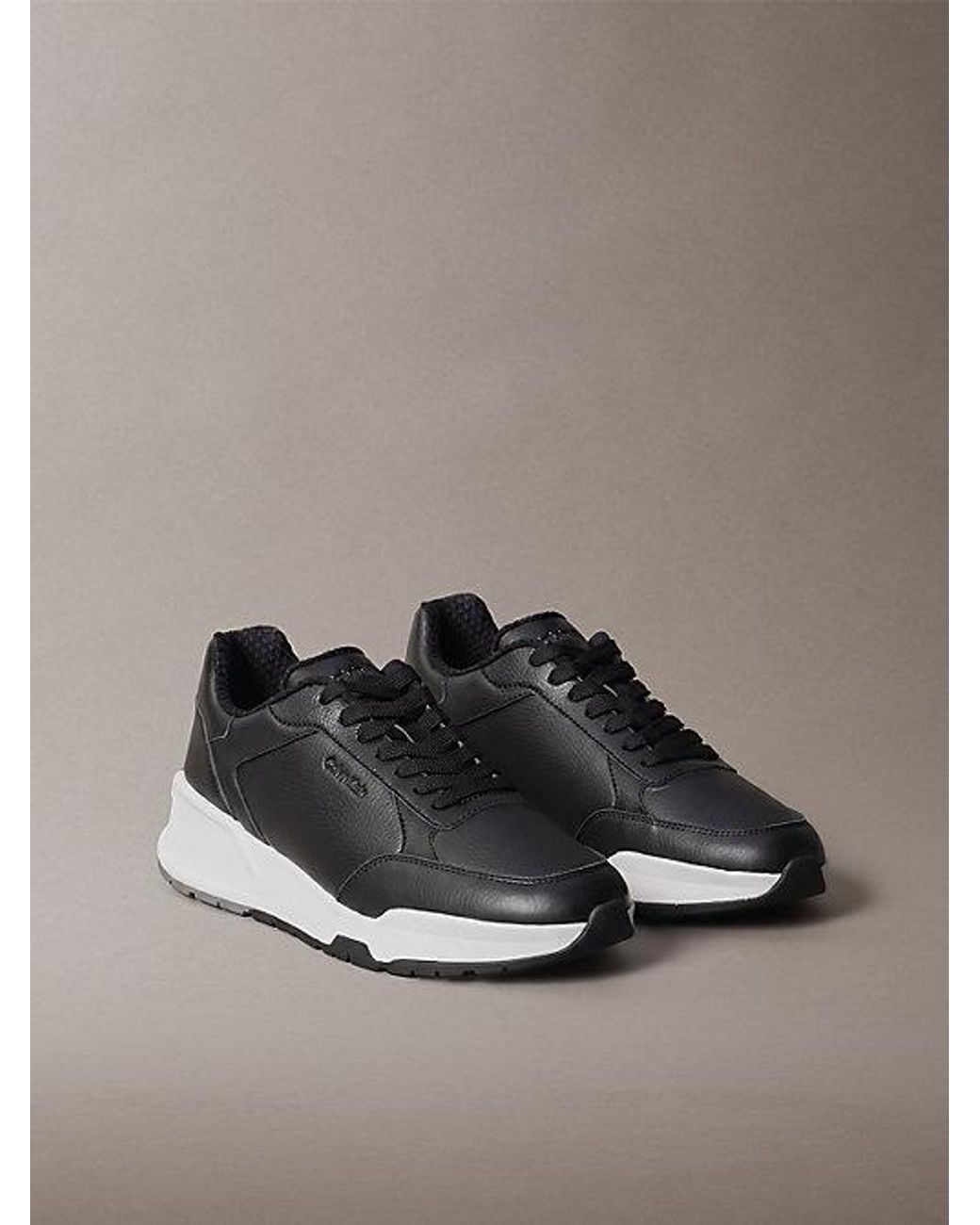 Calvin Klein Gray Leather Chunky Dad Trainers for men