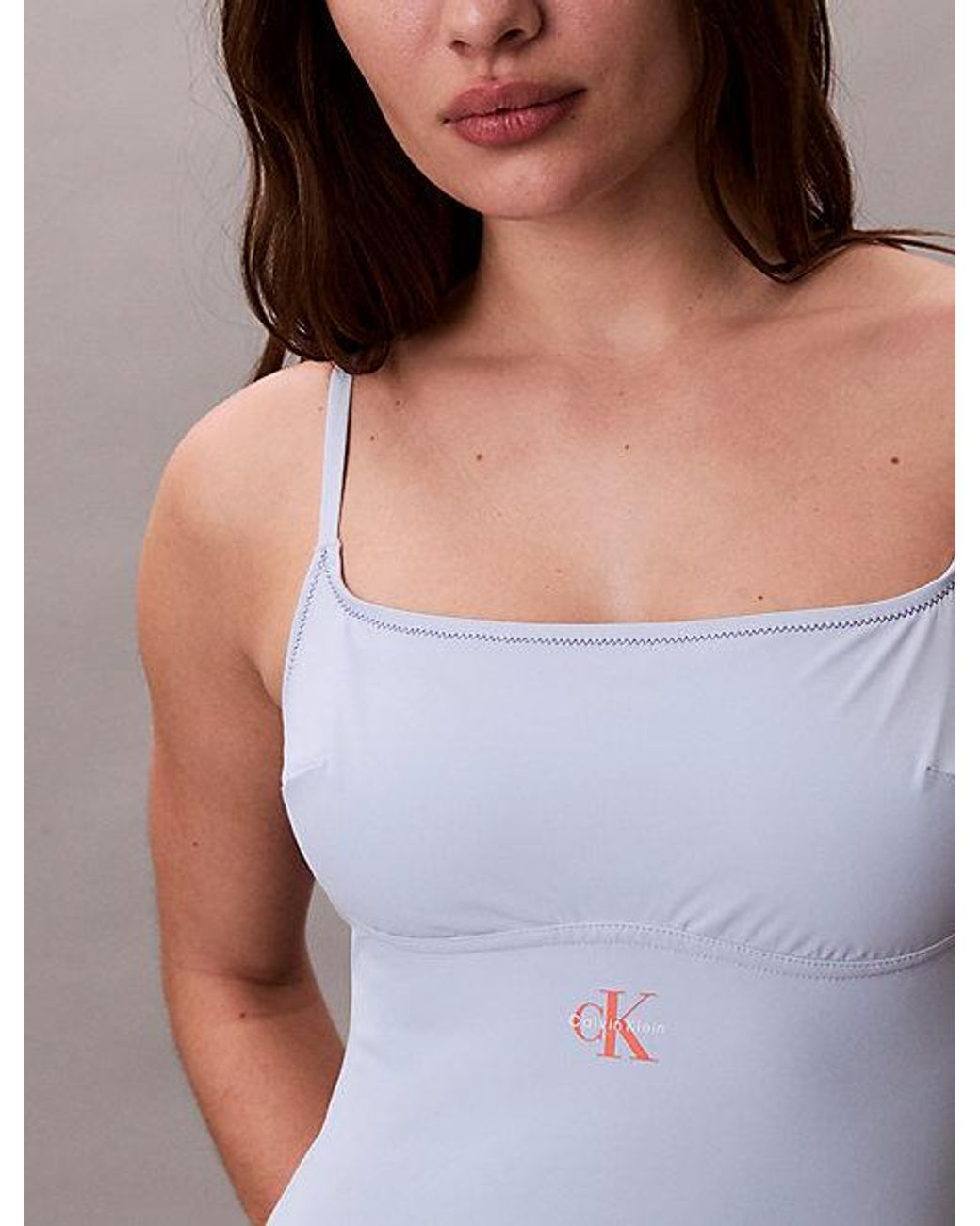 Calvin Klein Blue Scoop Neck Swimsuit Ck Monogram
