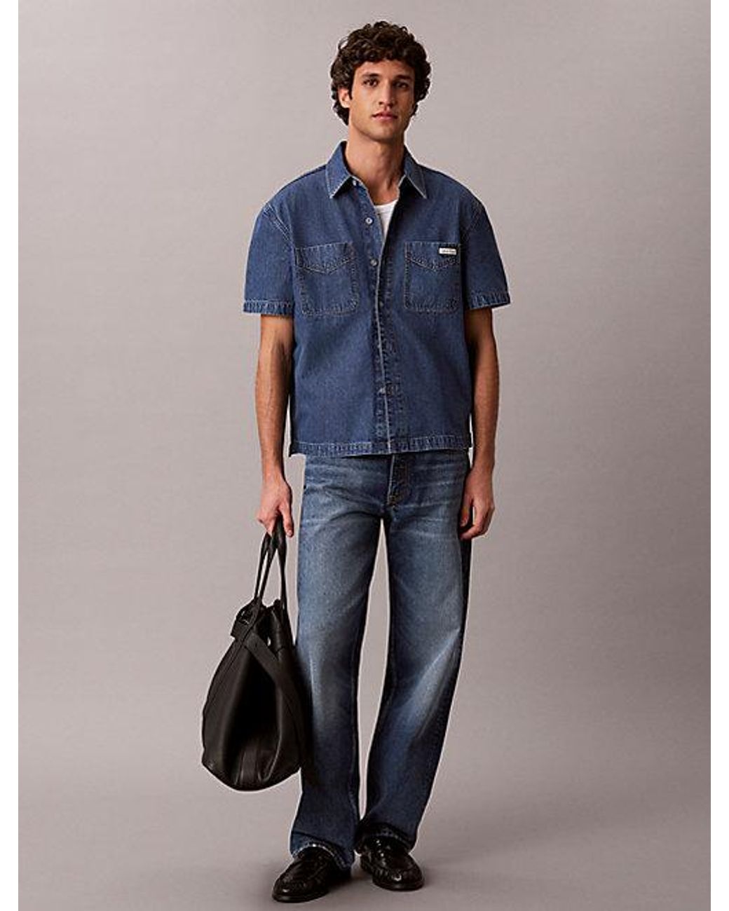 Calvin Klein Blue Jeans Boxy Denim Short Sleeve Shirt for men
