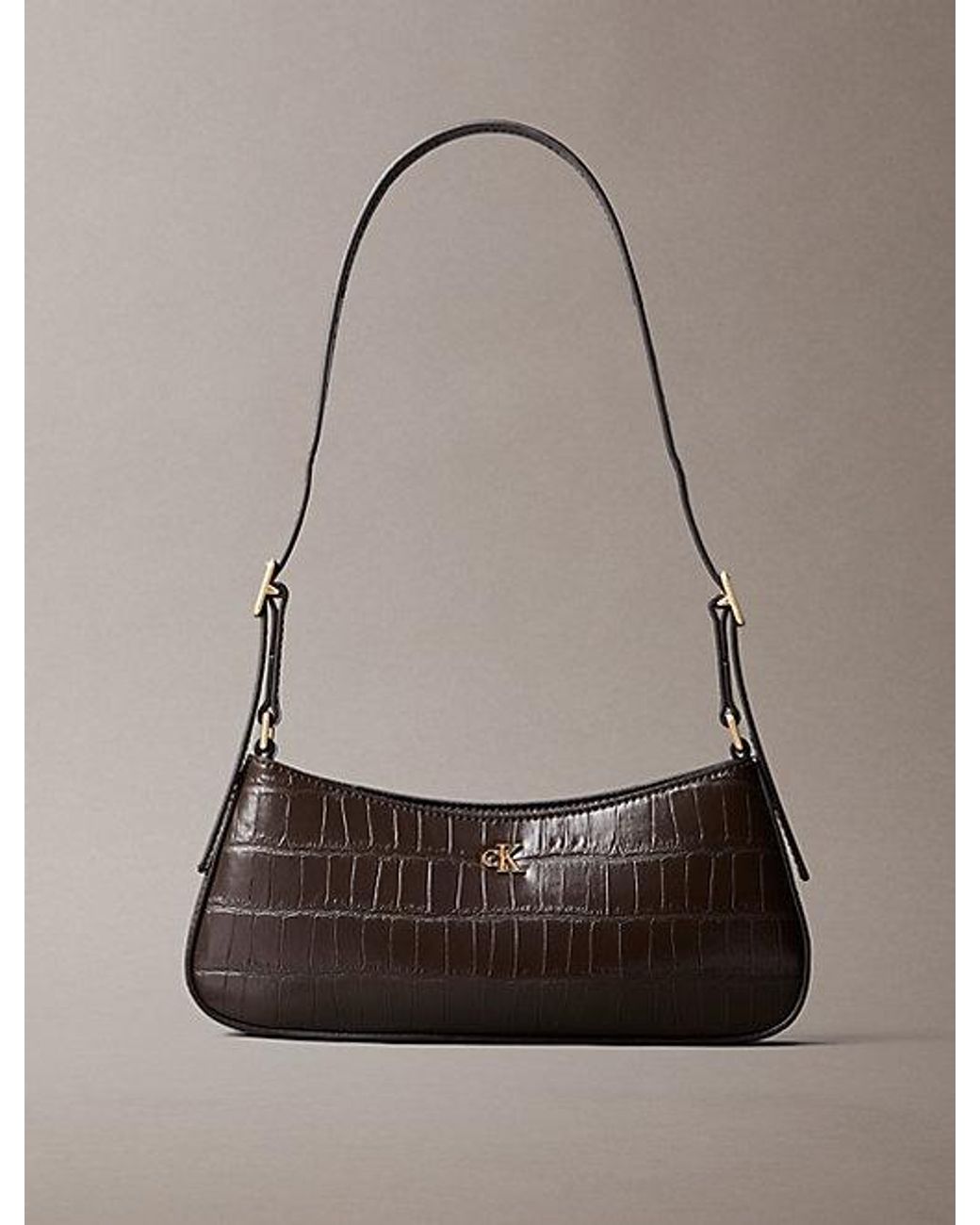 Calvin Klein Gray Monogram Crocodile Shoulder Bag