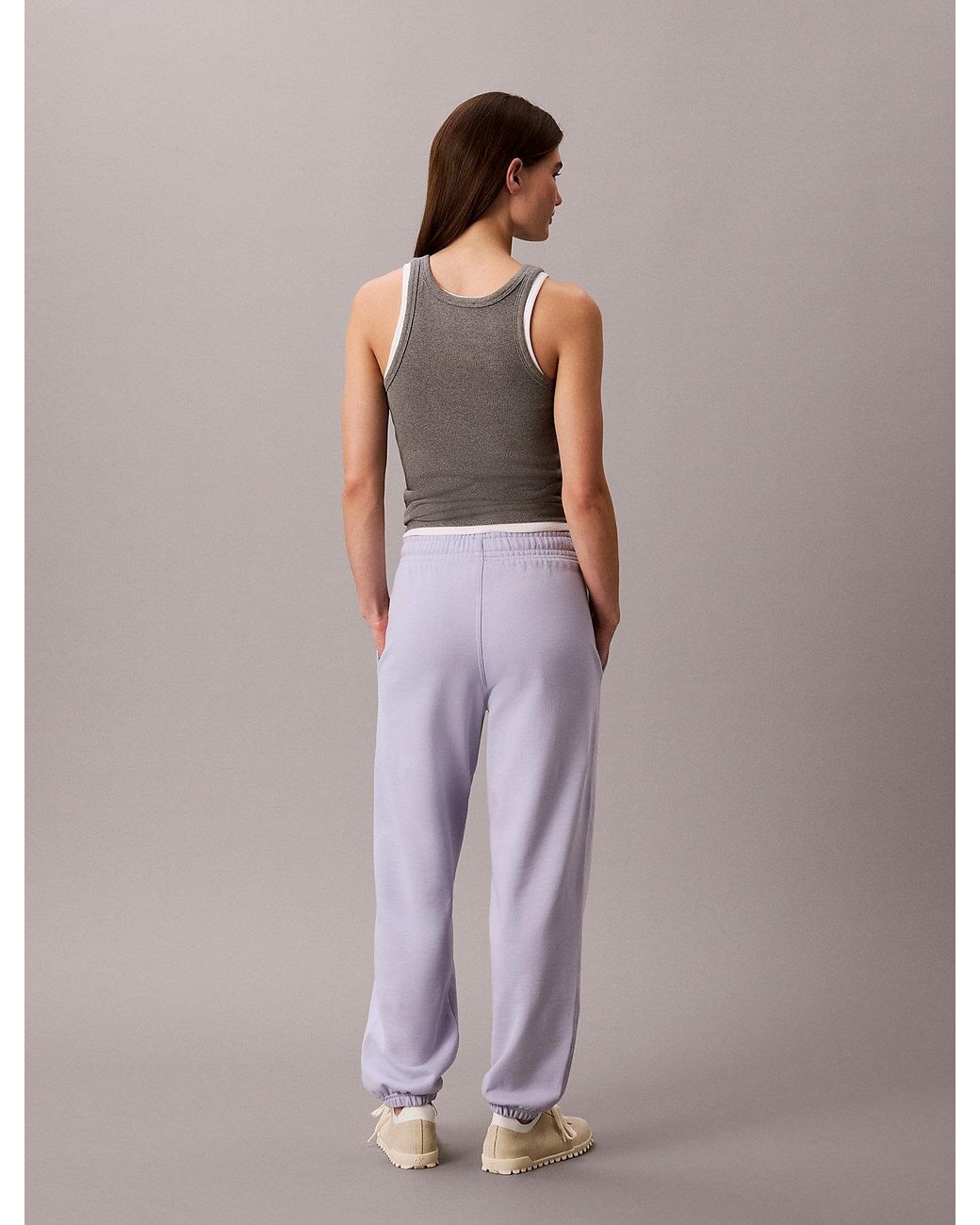 Calvin Klein Purple Cotton Terry Monogram Joggers