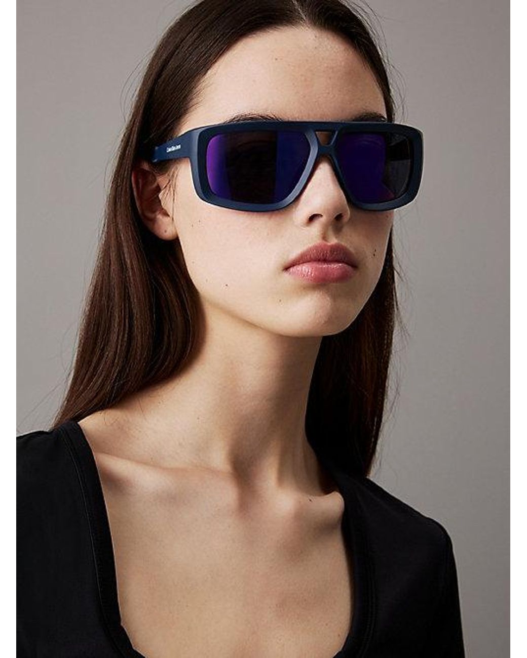 Calvin Klein Purple Jeans Modified Rectangle Sunglasses