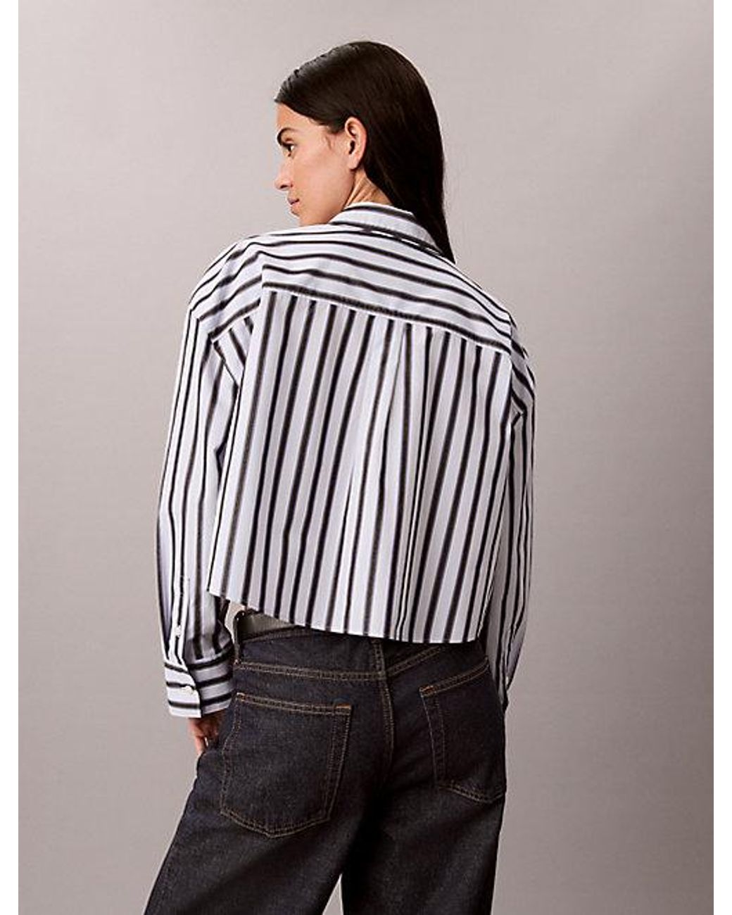 Calvin Klein Multicolor Jeans Cropped Poplin Stripe Shirt