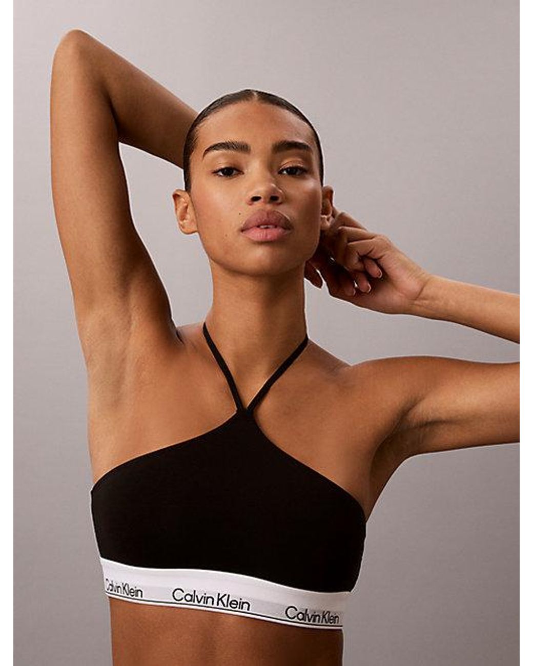 Calvin Klein Ongevoerde Halter Bralette in het Brown