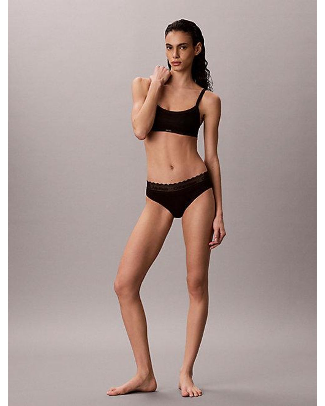 Calvin Klein Brown Bikini Briefs Cotton Lace