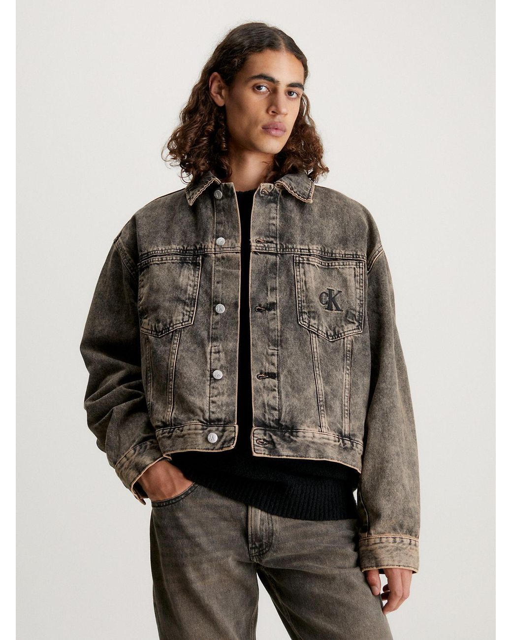 Calvin Klein Unisex Boxy Denim Jacket in Brown Lyst UK