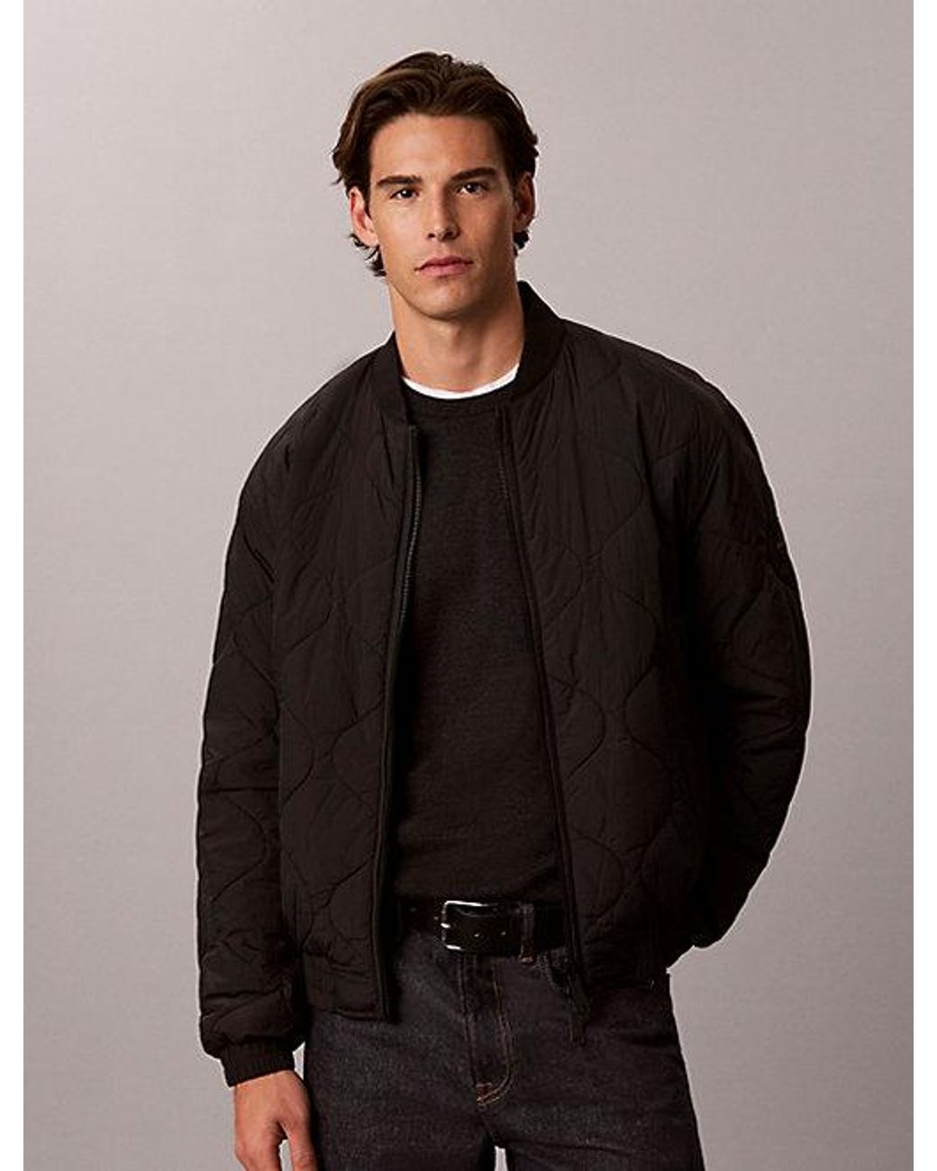 Calvin Klein Black Jeans Reversible Logo Quilted Jacket for men
