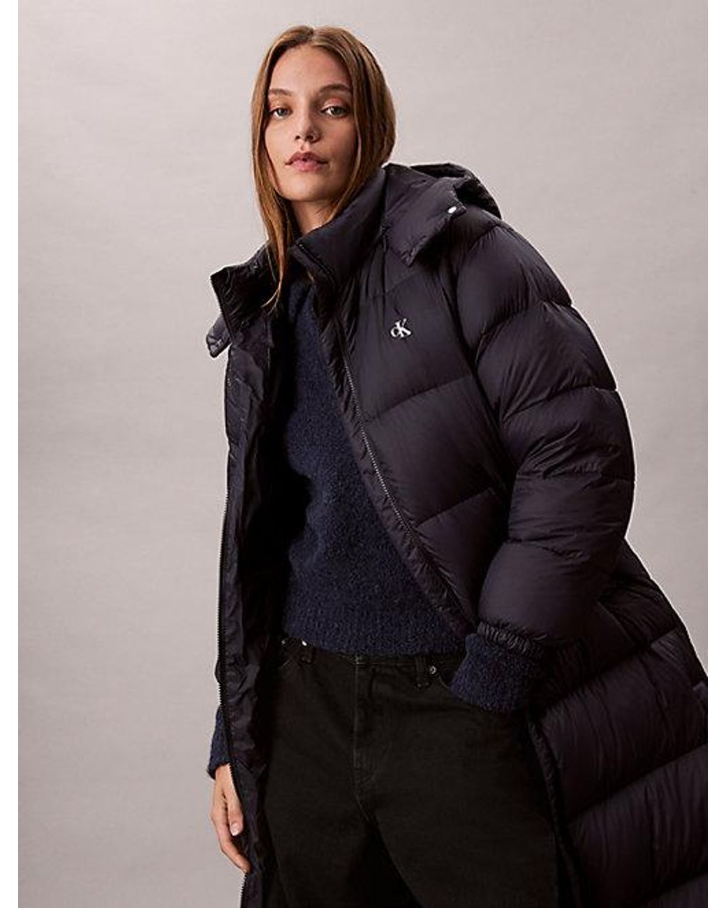 Calvin Klein Blue Jeans Hooded Down Puffer Coat