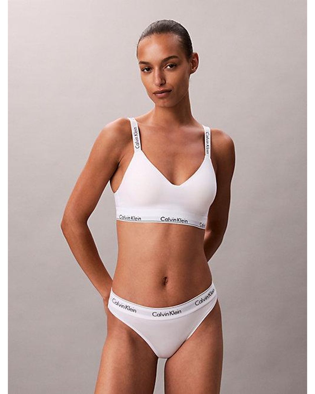Calvin Klein White Lightly Lined Bralette Icon Cotton Modal