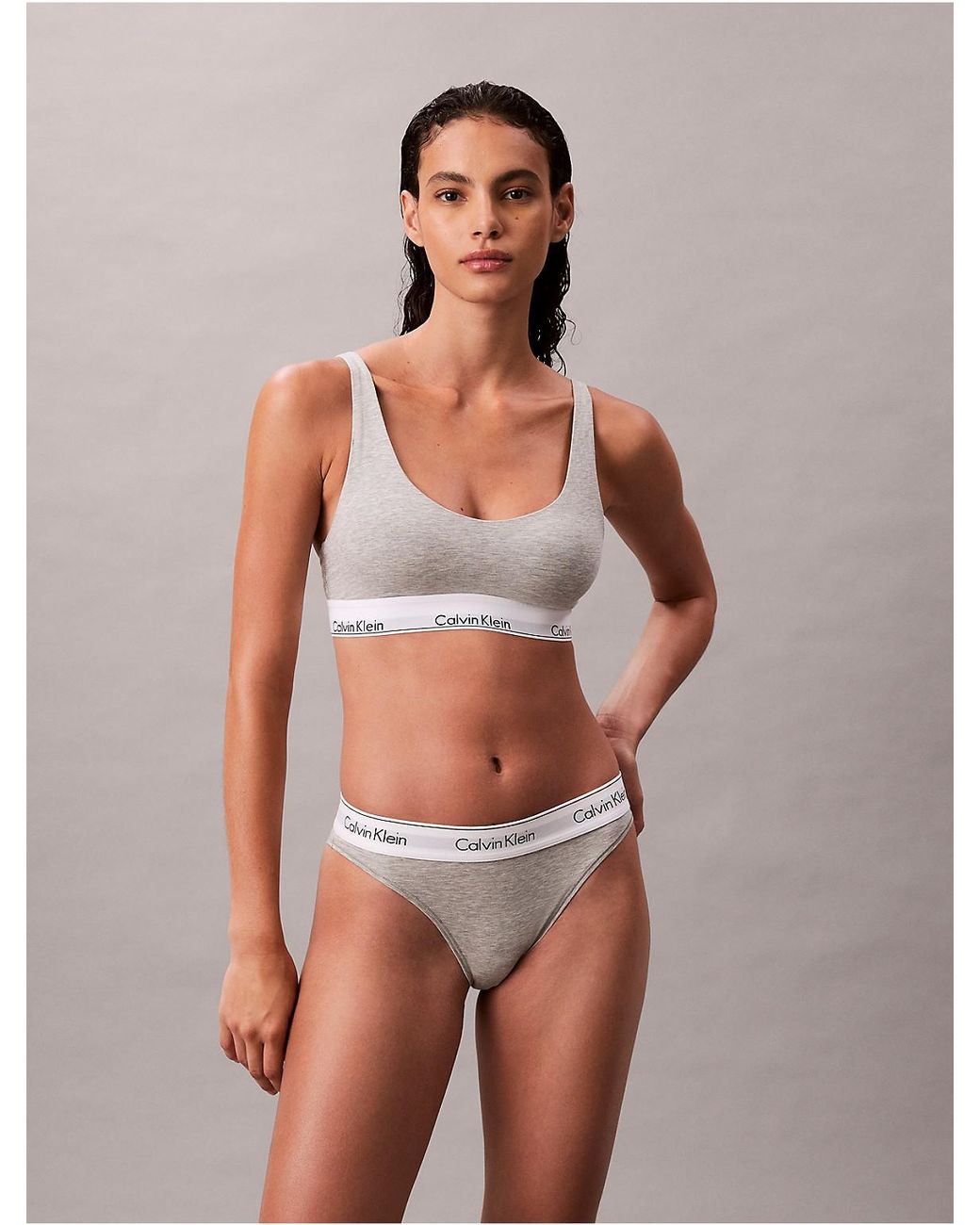 Calvin Klein Gray Lightly Lined Bralette Icon Cotton Modal