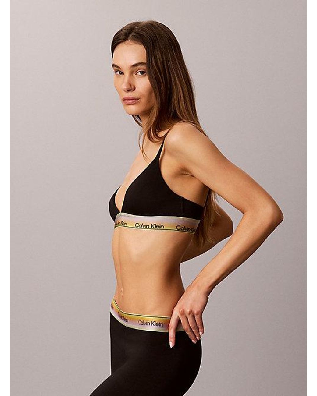 Calvin Klein Black Lightly Lined Triangle Bra Icon Cotton Modal Pride
