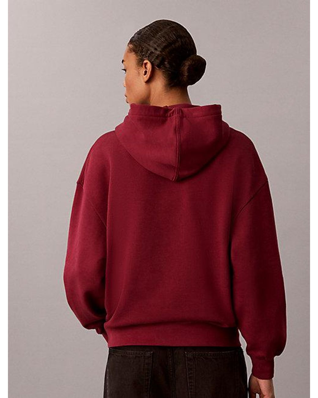 Calvin Klein Red Jeans Relaxed Woven Monologo Hoodie